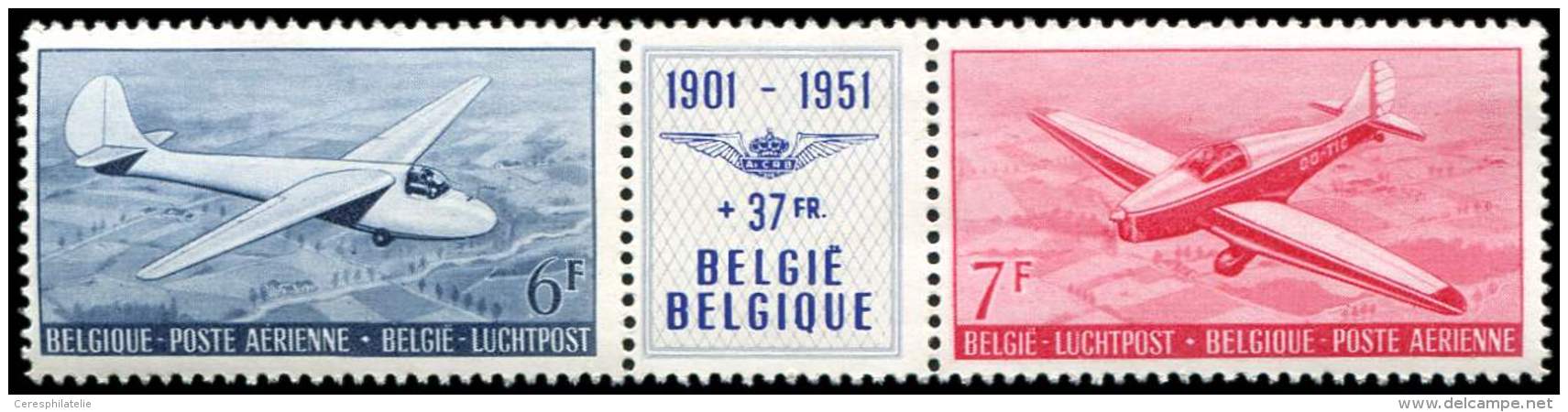 BELGIQUE PA 27A : Triptyque A&eacute;ro-Club, TB - Sonstige & Ohne Zuordnung