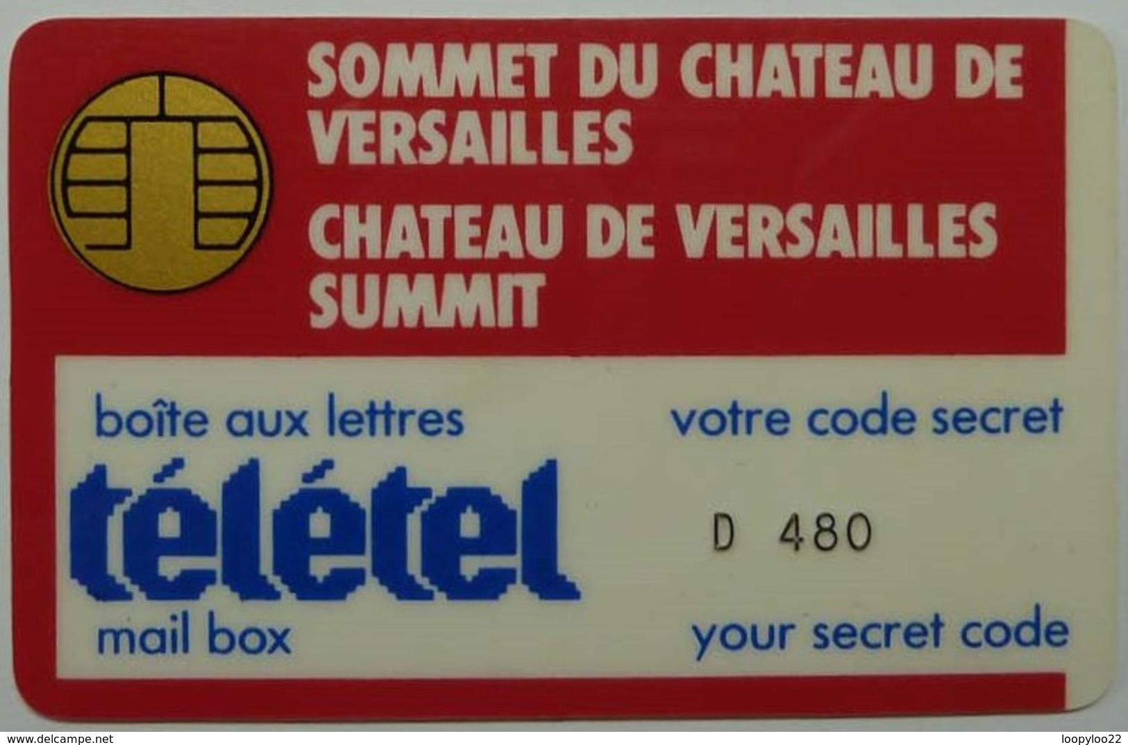 FRANCE - Versailles Summit - PTT - Teletel Voice Mail Access Card - Used - Sonstige & Ohne Zuordnung