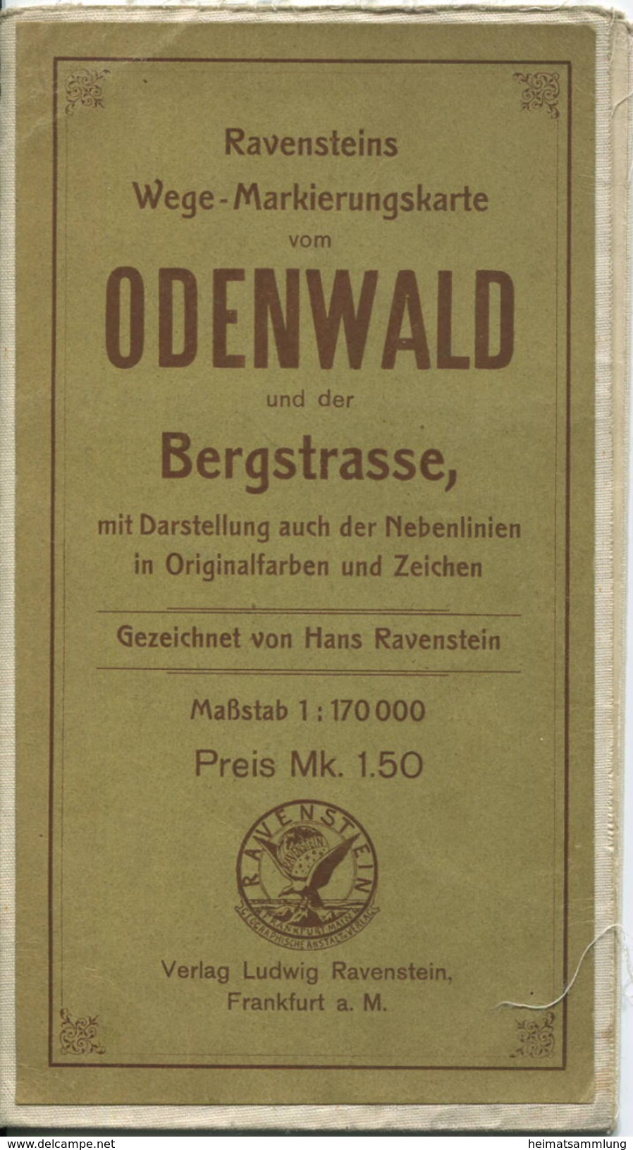 Ravensteins Wege- Und Markierungskarte Vom Odenwald Und Der Bergstrasse Mit Darstellung Auch Der Nebenlinien In Original - Topographische Karten