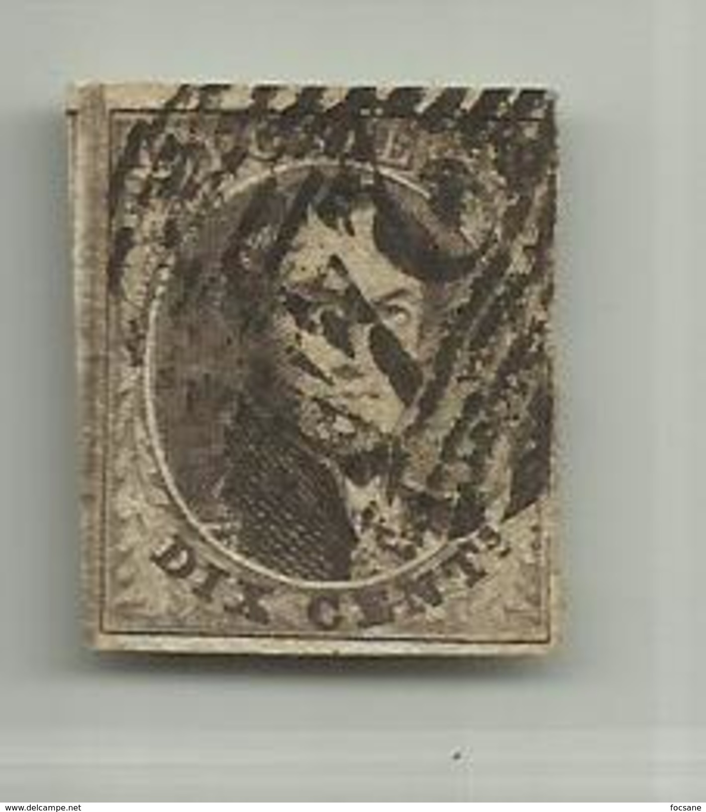 (69) Timbre Belgique Roi Léopold I Médaillon 10c - 1849-1850 Medaillen (3/5)