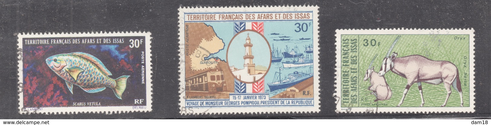 AFARS ET ISSAS PA N° 66 78 80 OBLITERES POISSON POMPIDOU ORYX - Used Stamps