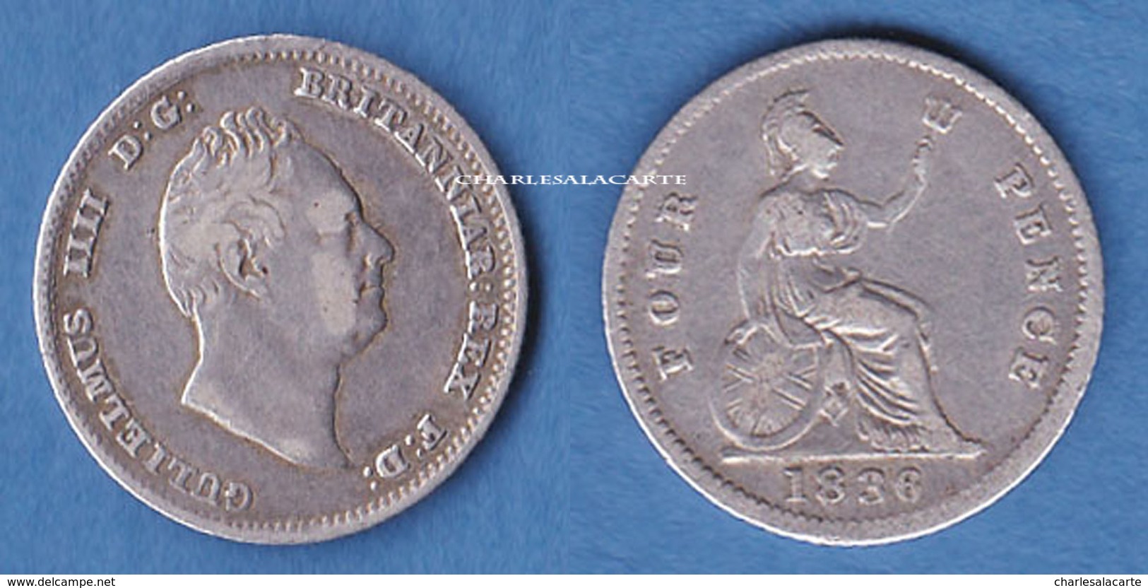 GREAT BRITAIN 1836  WILLIAM IV  SILVER GROAT 4d. FOUR PENCE  VERY GOOD-FINE CONDITION - Other & Unclassified