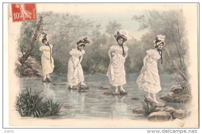 Femmes Aux Gué - Timbrée TTB - Antes 1900