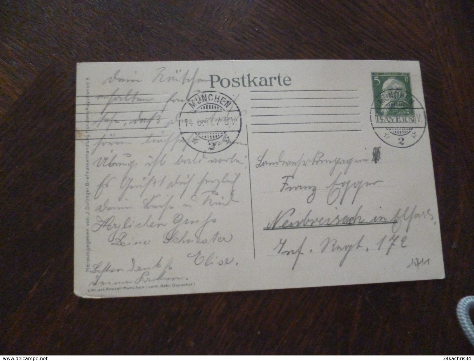 Lettre Allemagne Entier Carte Postale Illustrée Par Tanner Bayern 1911 LudwigII - Ganzsachen
