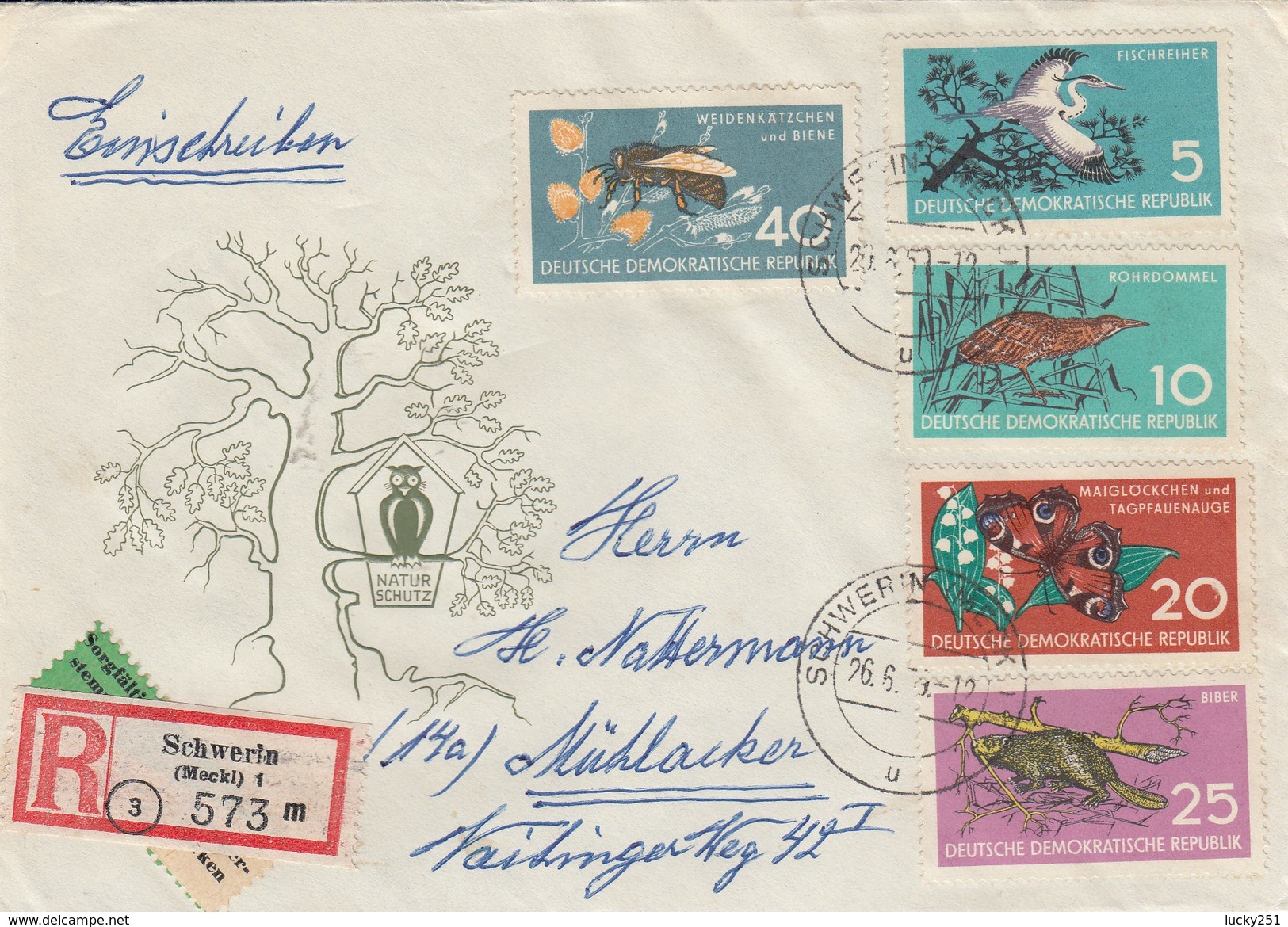 Allemagne Orientale - Lettre/Faune Diverse, Année 1959, Y.T 403/407 - Briefe U. Dokumente