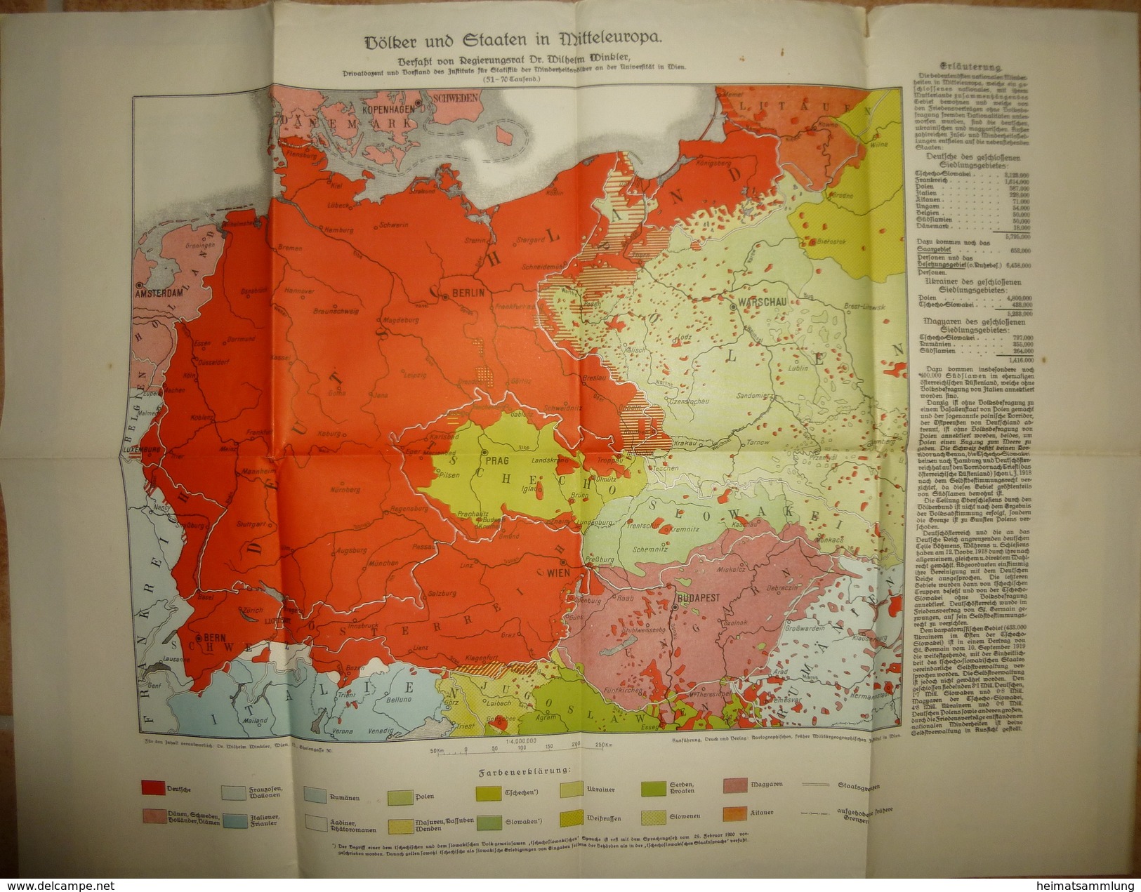 Völker Und Staaten In Mitteleuropa 20er Jahre - Verfasst Von Regierungsrat Dr. Wilhelm Winkler Vorstand Der Institutes F - Sonstige & Ohne Zuordnung