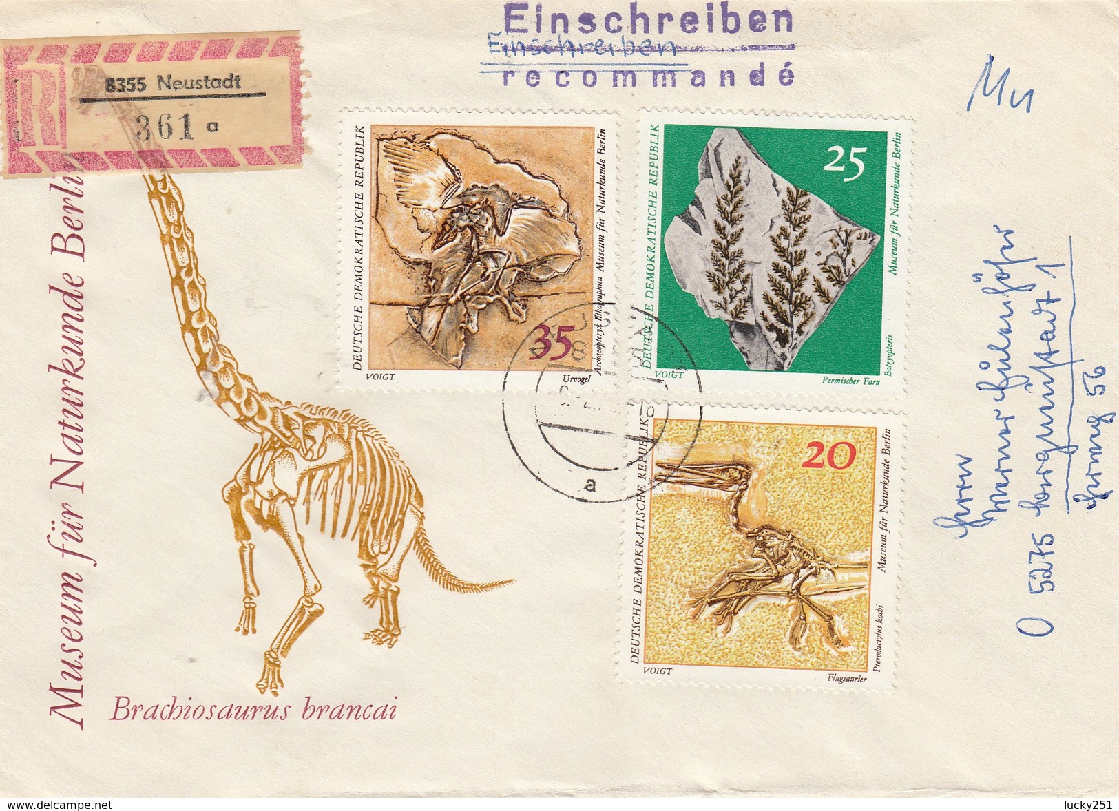 Allemagne Orientale - Lettre/Fossiles Année 1973 Y.T. 1519/1524 - 2 Lettres - Lettres & Documents