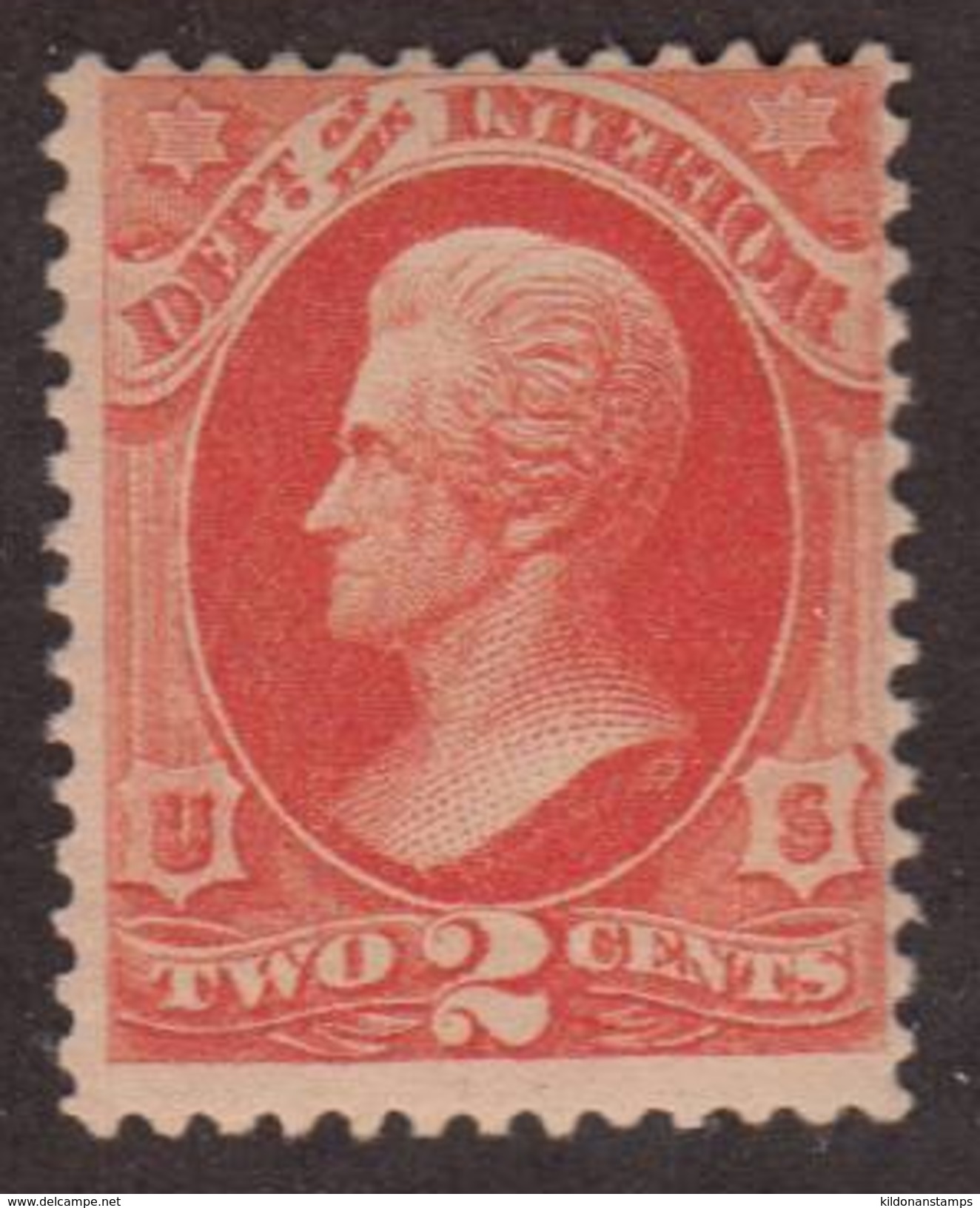 United States 1873 Official, Interior, 2c Vermillion, Mint Mounted, Sc# O16 - Dienstzegels