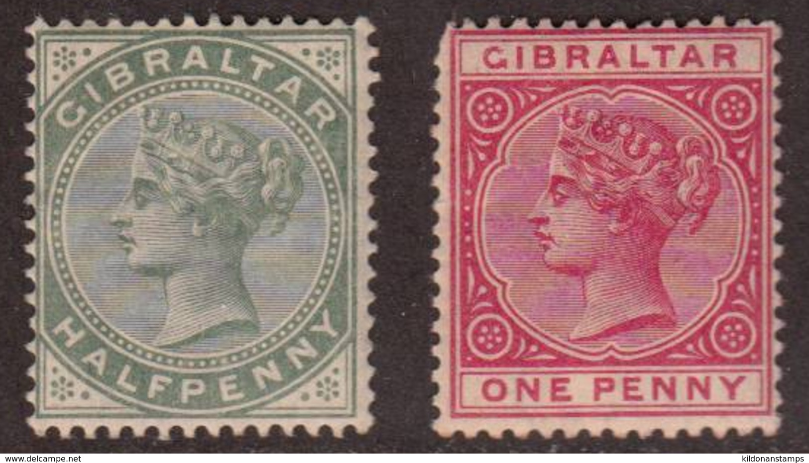 Gibraltar 1886-98 Queen Victoria, Mint Mounted, Sc# 8,11, SG 39-40 - Gibraltar