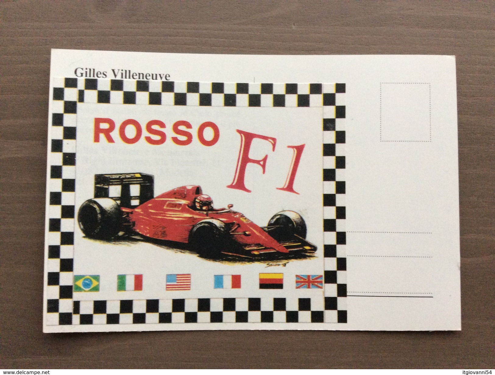 Cartolina In Bianco Del 1993 "Gilles Villeneuve Lives", Da Un Disegno Di Giuseppe Scorzoni Del 1980 - Grand Prix / F1