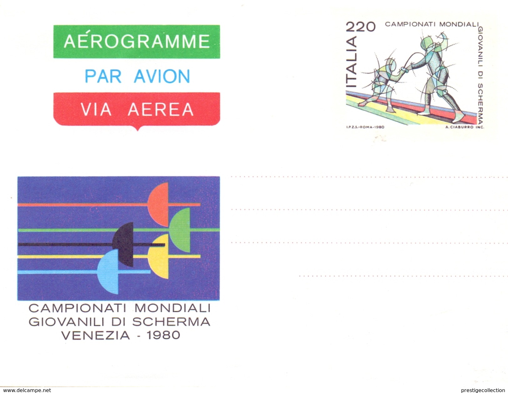 STRESA (NO) MOSTRA FILATELICA EUROPEAN AEROGRAMME WORD CHAMPIONSHIP VENEZIA 1981 (GEN170059) - Scherma