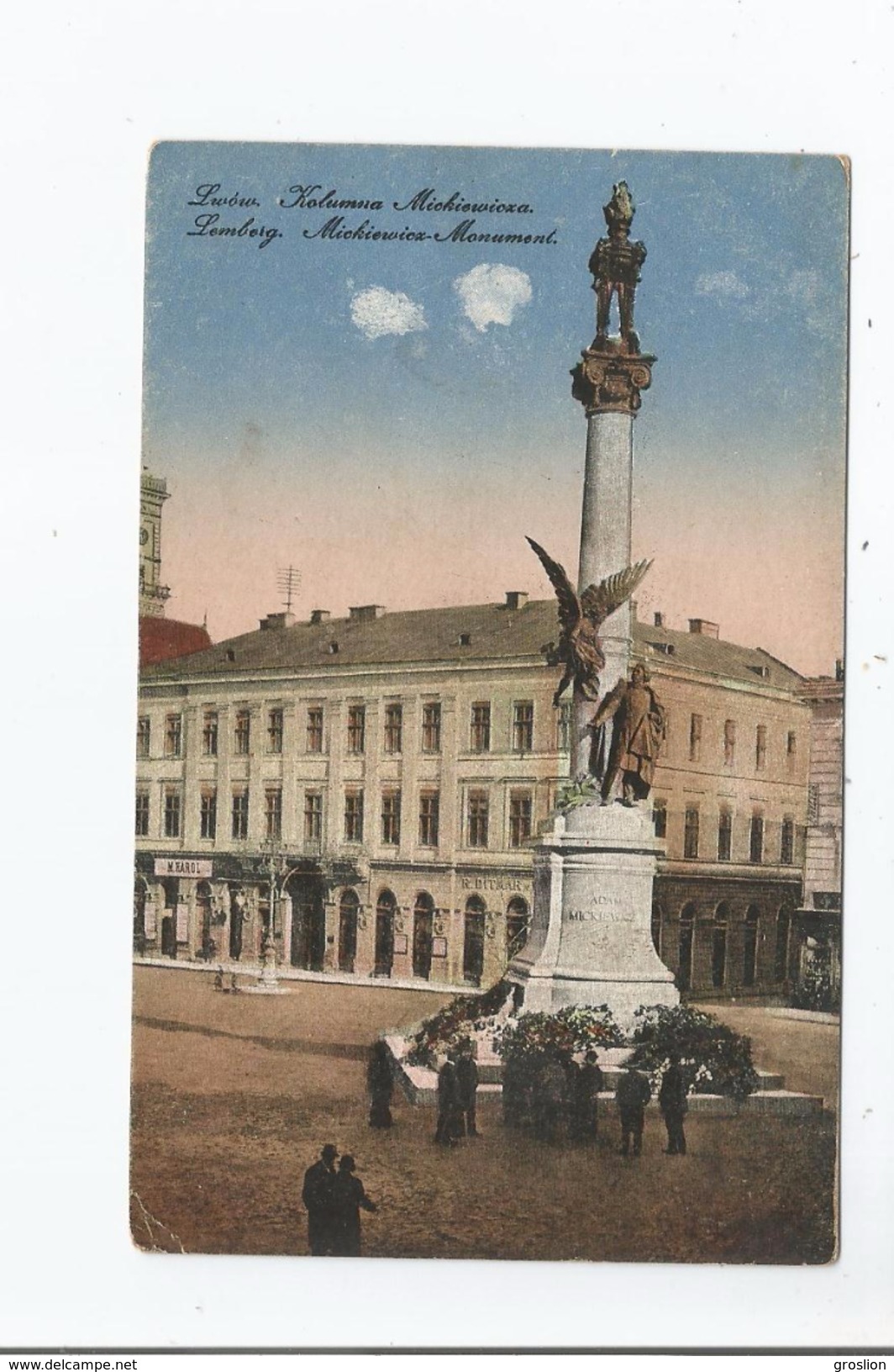 LWOW KOLUMNA MICHIWICZA . LEMBERG MICHIEWICZ MONUMENT (LVIV)  1918 - Ukraine