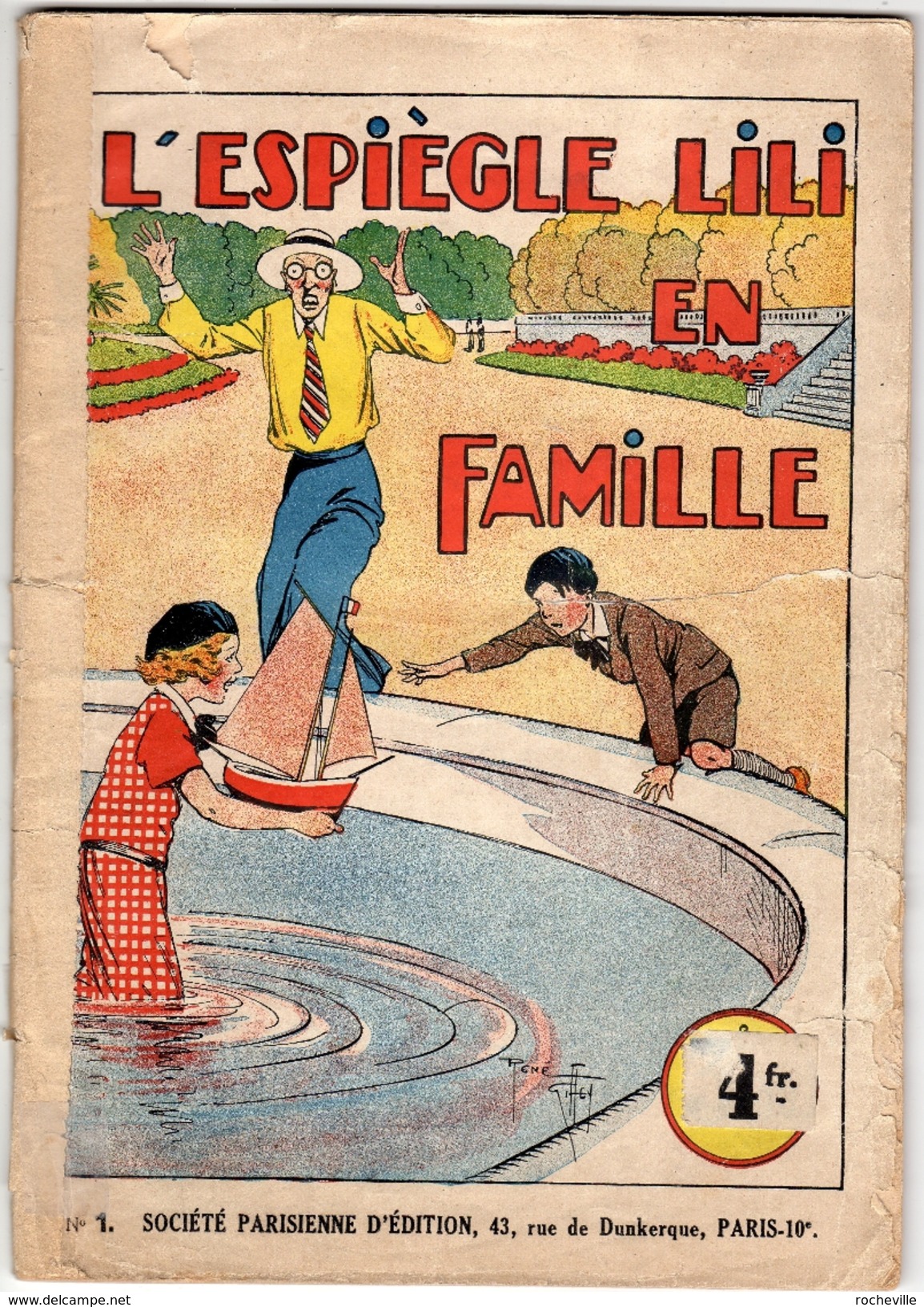 B.D.Album Illustré- L'espiègle Lili  En Famille-  Par Jo.Valle -N°:1- René Giffey Illustrateur- Société Parisienne - Lili L'Espiègle