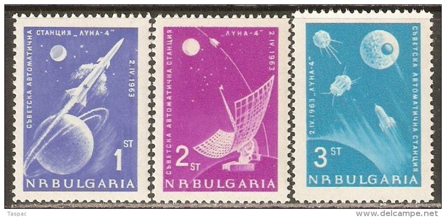 Bulgaria 1963 Mi# 1388-1390 ** MNH - Russia&rsquo;s Rocket To The Moon / Space - Europe