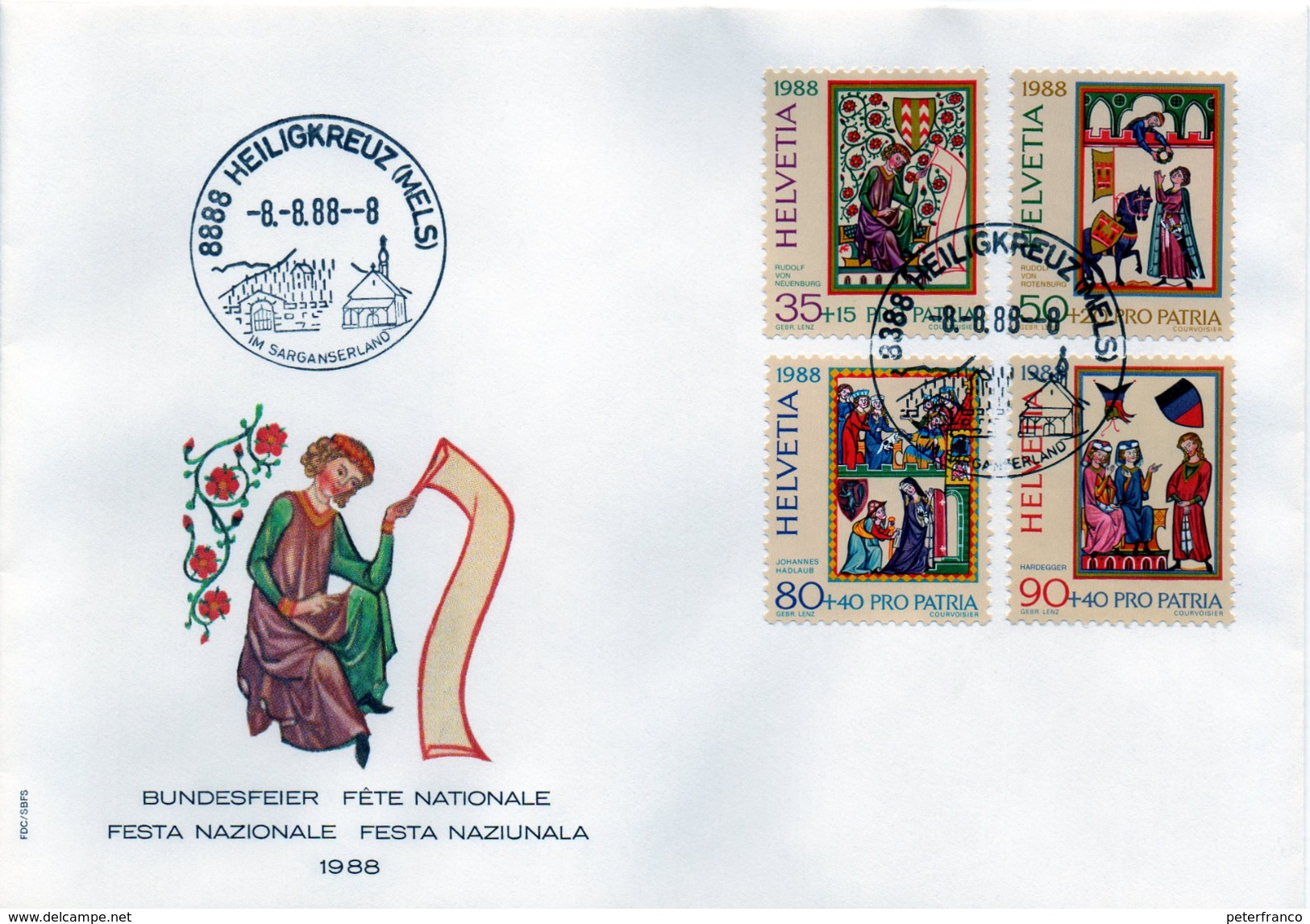 B - Svizzera 1988 - Festa Nazionale - Storia Postale