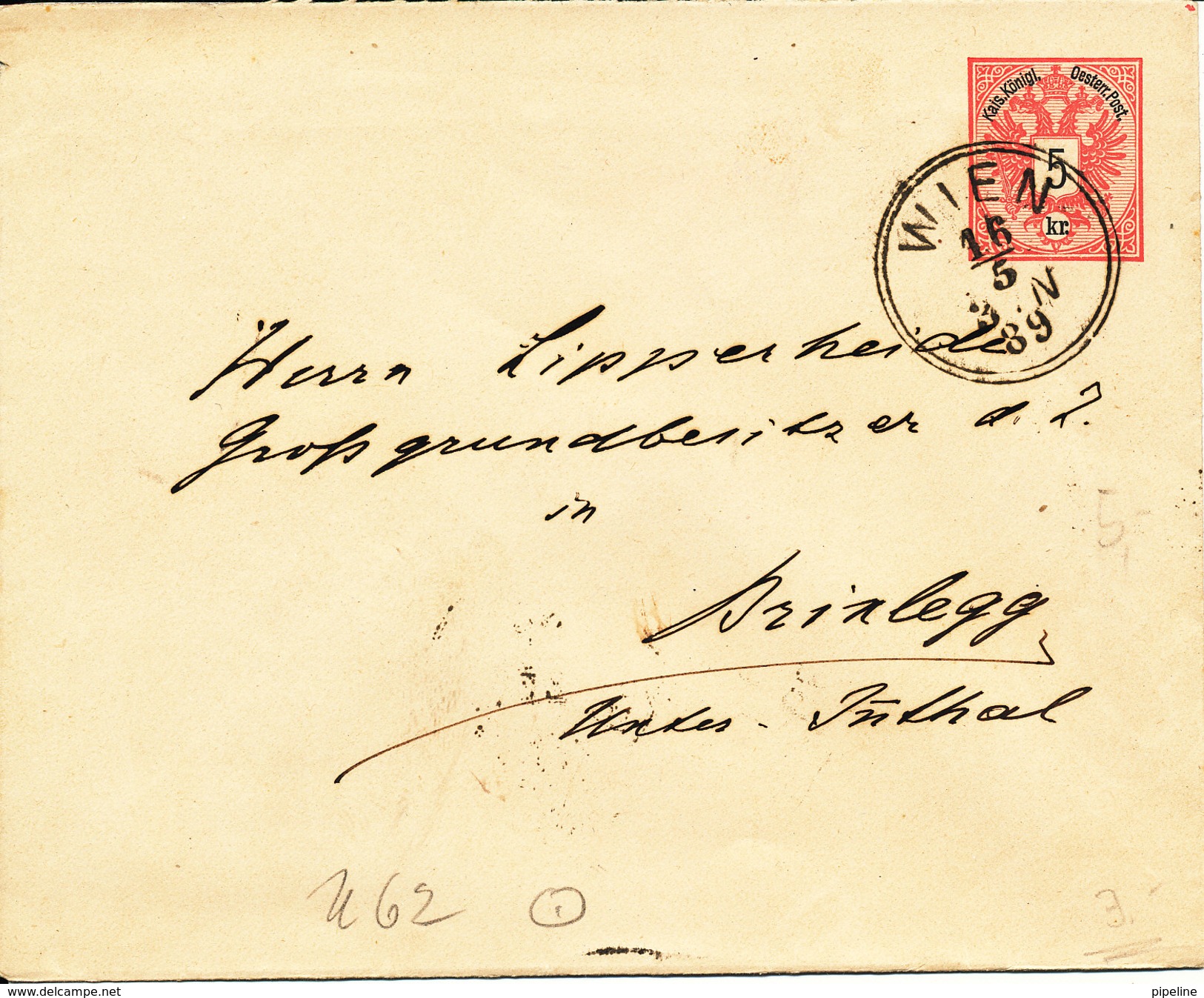 Austria Postal Stationery Cover Wien 16-5-1889 - Autres & Non Classés