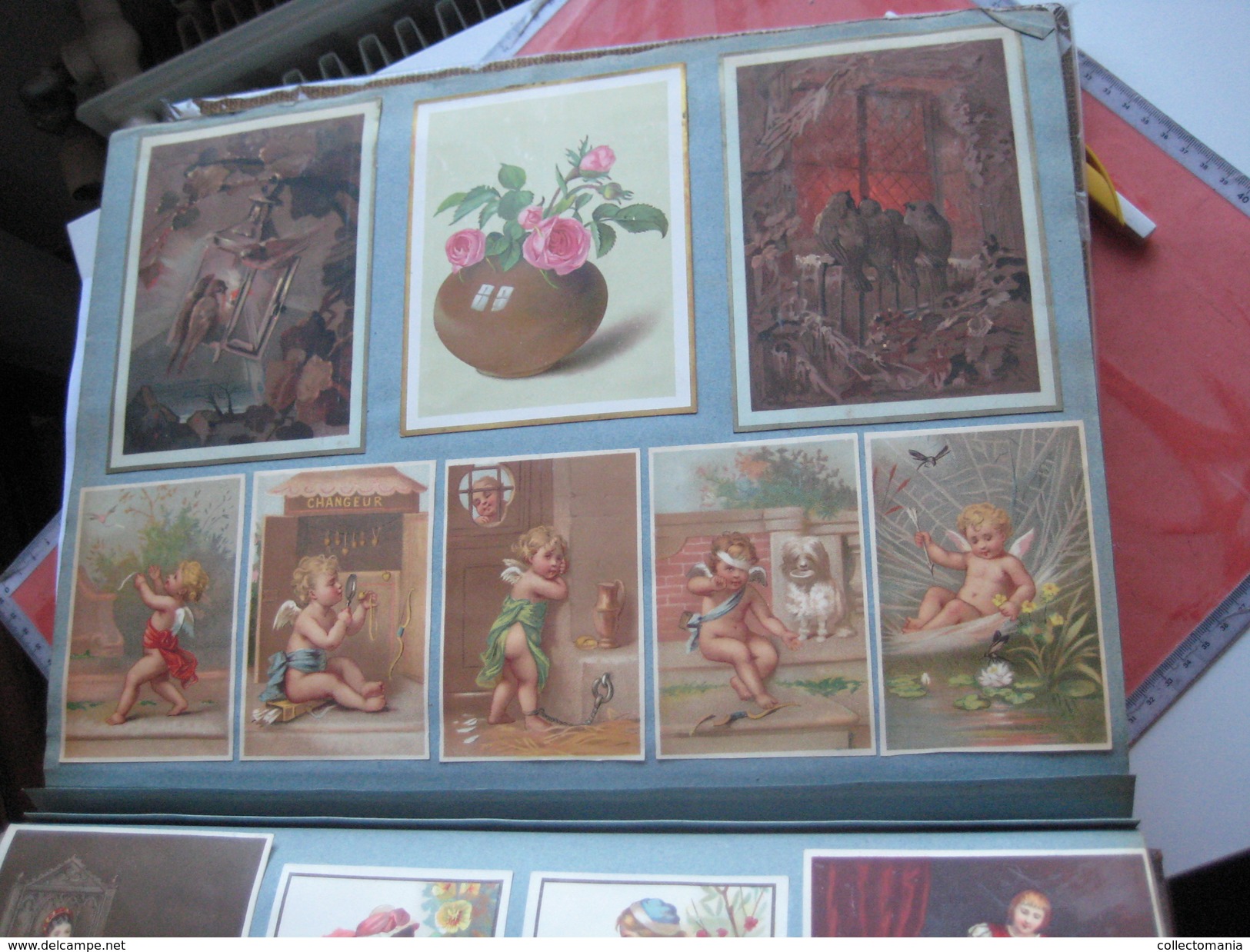 old thick Album 1000 chromos litho 1880 à 1885, all splendid condition, evaluate the scans, many topics, superbe grandes