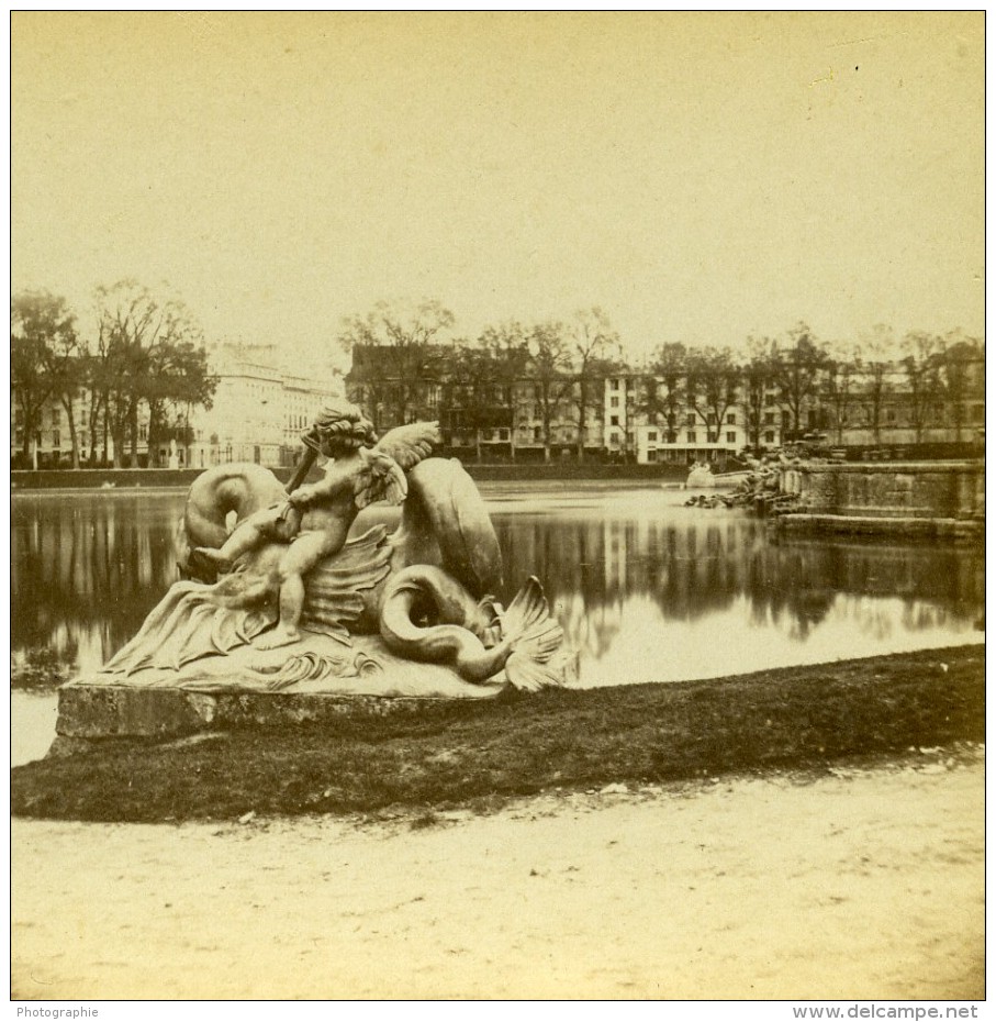 France Chateau De Versailles Bassin De Neptune Ancienne Photo Stereo 1870 - Stereoscopic