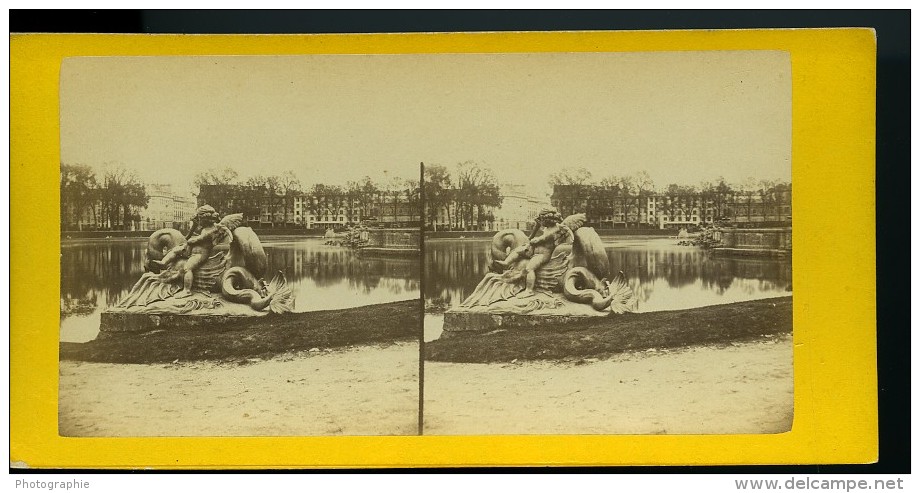 France Chateau De Versailles Bassin De Neptune Ancienne Photo Stereo 1870 - Stereoscopic