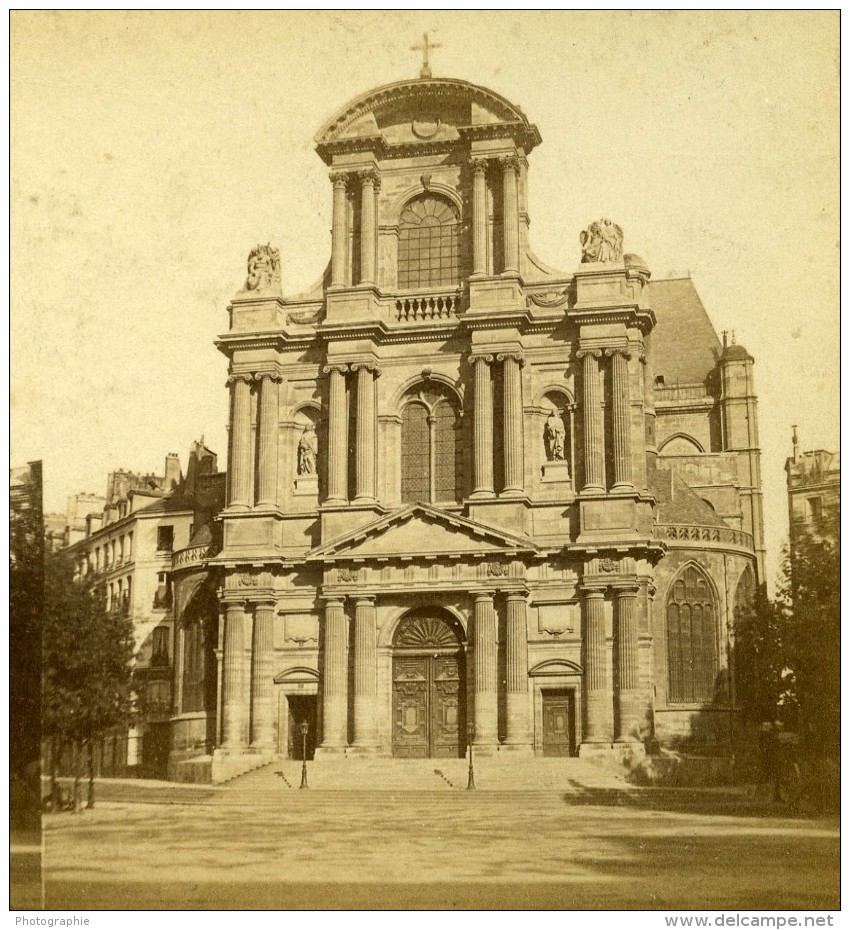 France Paris Eglise Saint Gervais Ancienne Photo Stereo 1870 - Stereo-Photographie