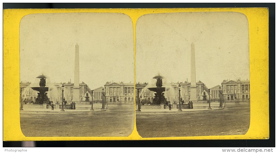 France Paris Place De La Concorde Ancienne Photo Stereo 1860 - Stereoscopic