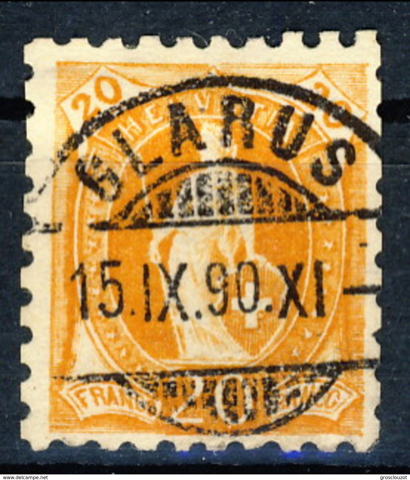 Svizzera 1888 N. 81 C. 20 Arancio Dent. 9 E Mezzo Usato Cat. &euro; 145 - Gebraucht
