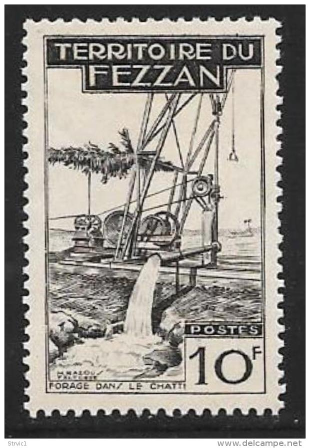 Libya, Fezzan, Scott # 2N18 Mint Hinged Well Drilling, 1951 - Unused Stamps