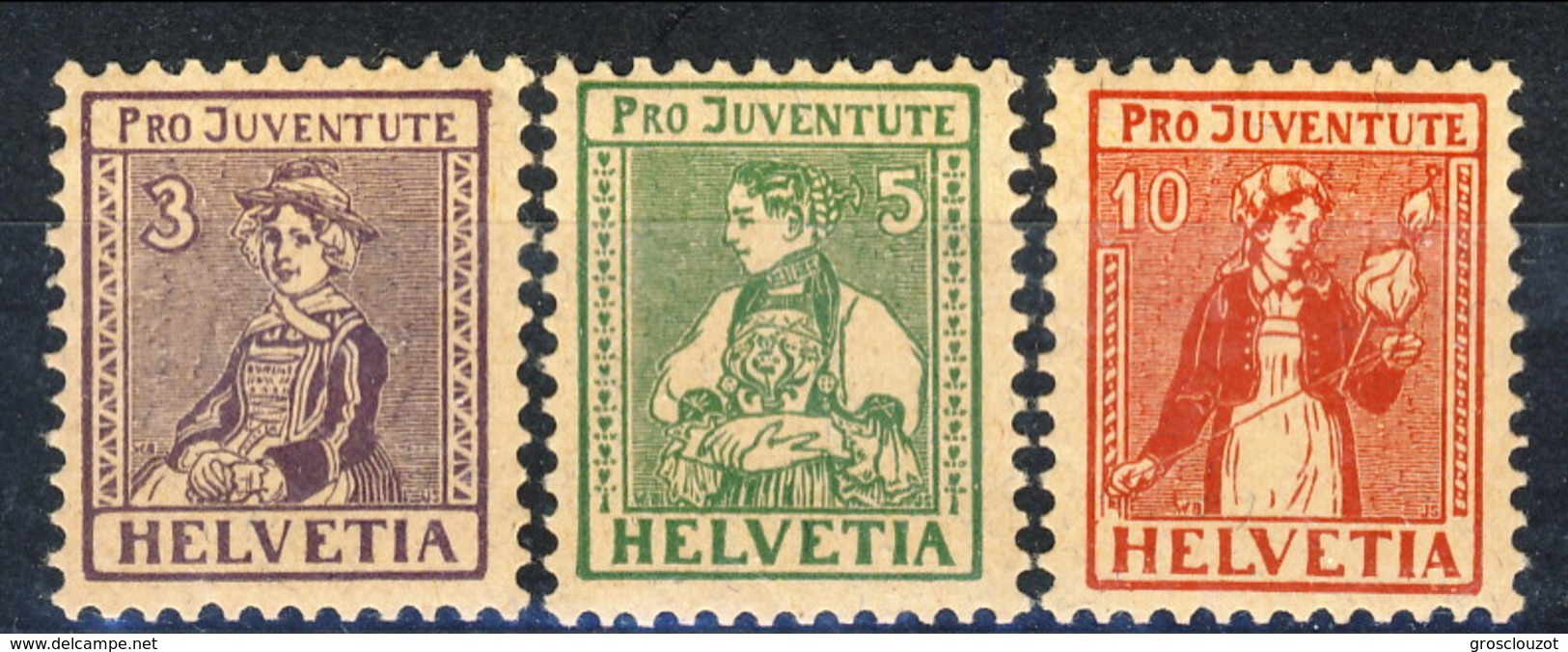 Svizzera 1917 Serie N. 154-156 MNH Cat. &euro; 106 - Nuovi