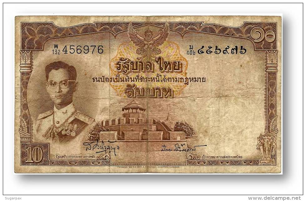 THAILAND - 10 Baht - ND ( 1953 ) - Pick 76.d - Sign. 41 - Serie W/132 - King Rama IX - 2 Scans - Tailandia