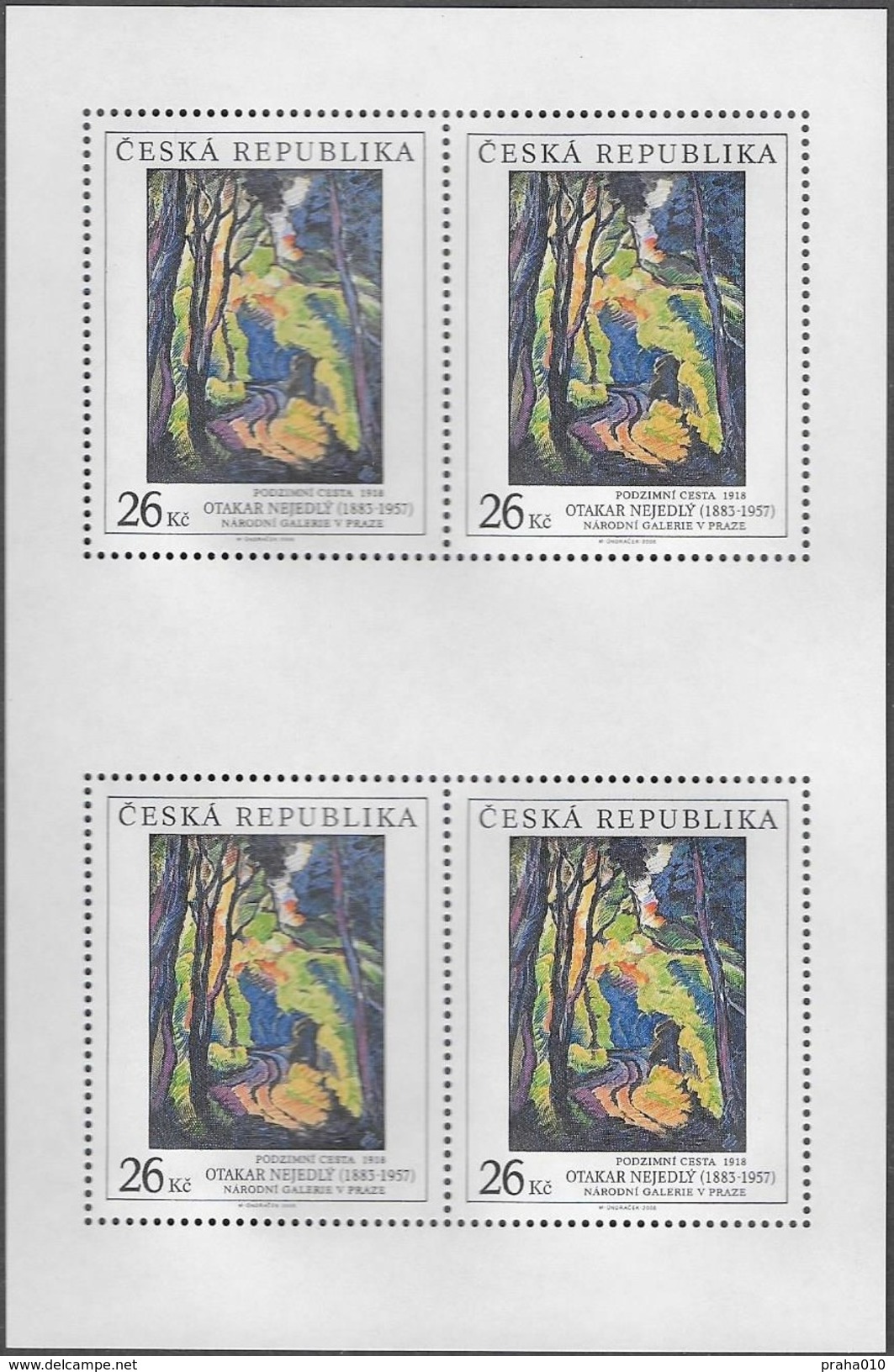 Czech Rep. / Stamps (2008) 0579 PL B: Otakar Nejedly (1883-1957) "Autumn Road" (1918); (Different Perforation! RR!) - Blokken & Velletjes