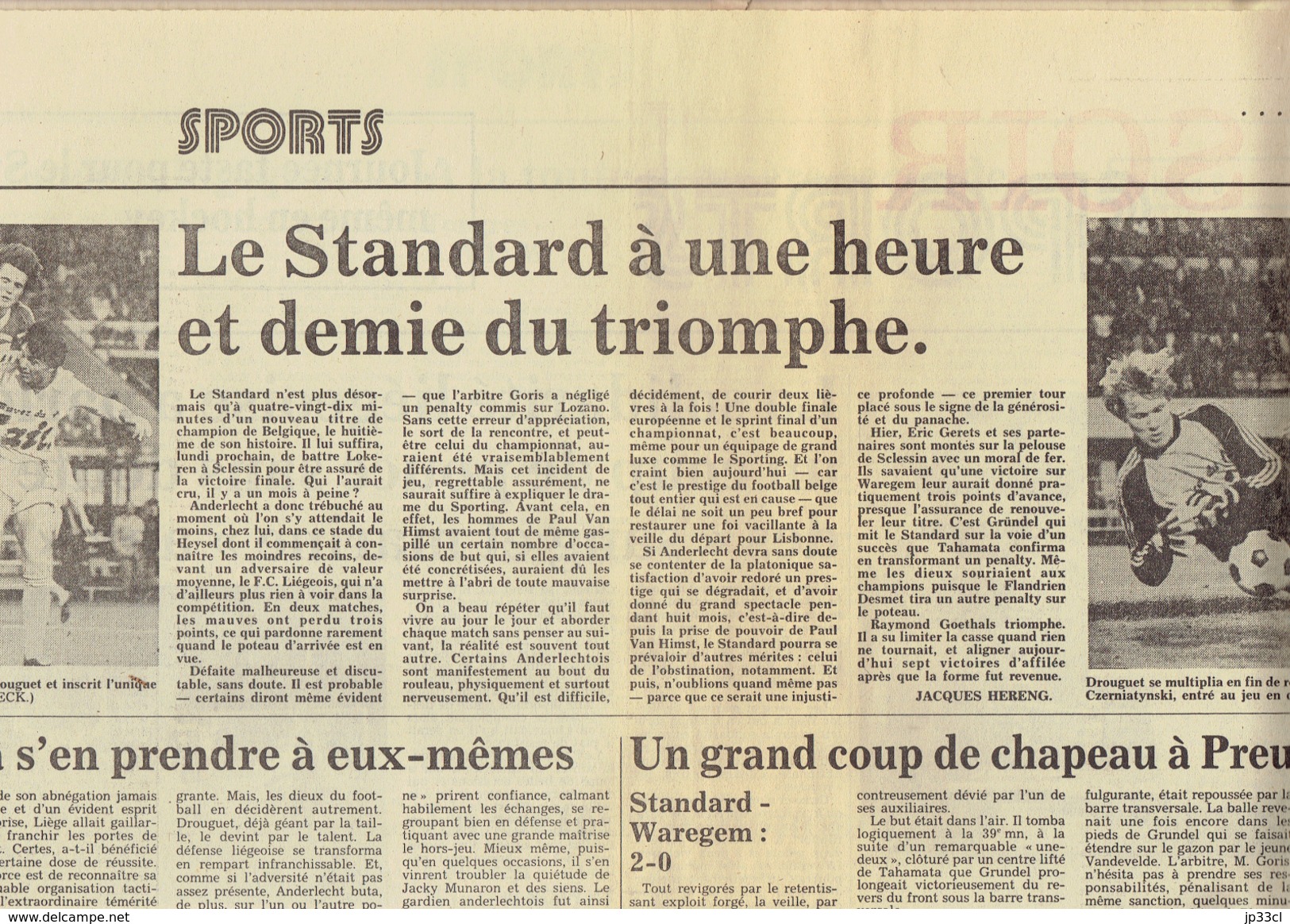 Les Pages Sportives Du Journal Le Soir (saison 1982/83) Standard Champion - 1950 à Nos Jours