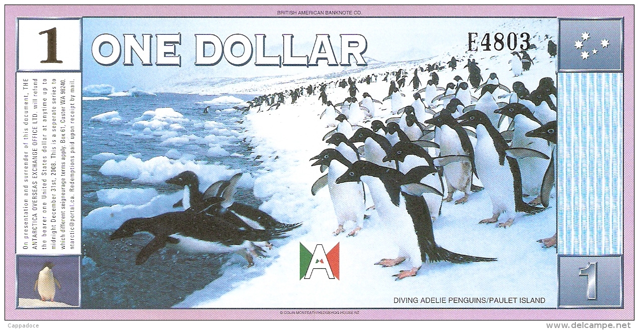 ANTARCTICA   1 Dollar   22/4/1999   D. John Hamilton -  Peterman Island   UNC - Autres & Non Classés