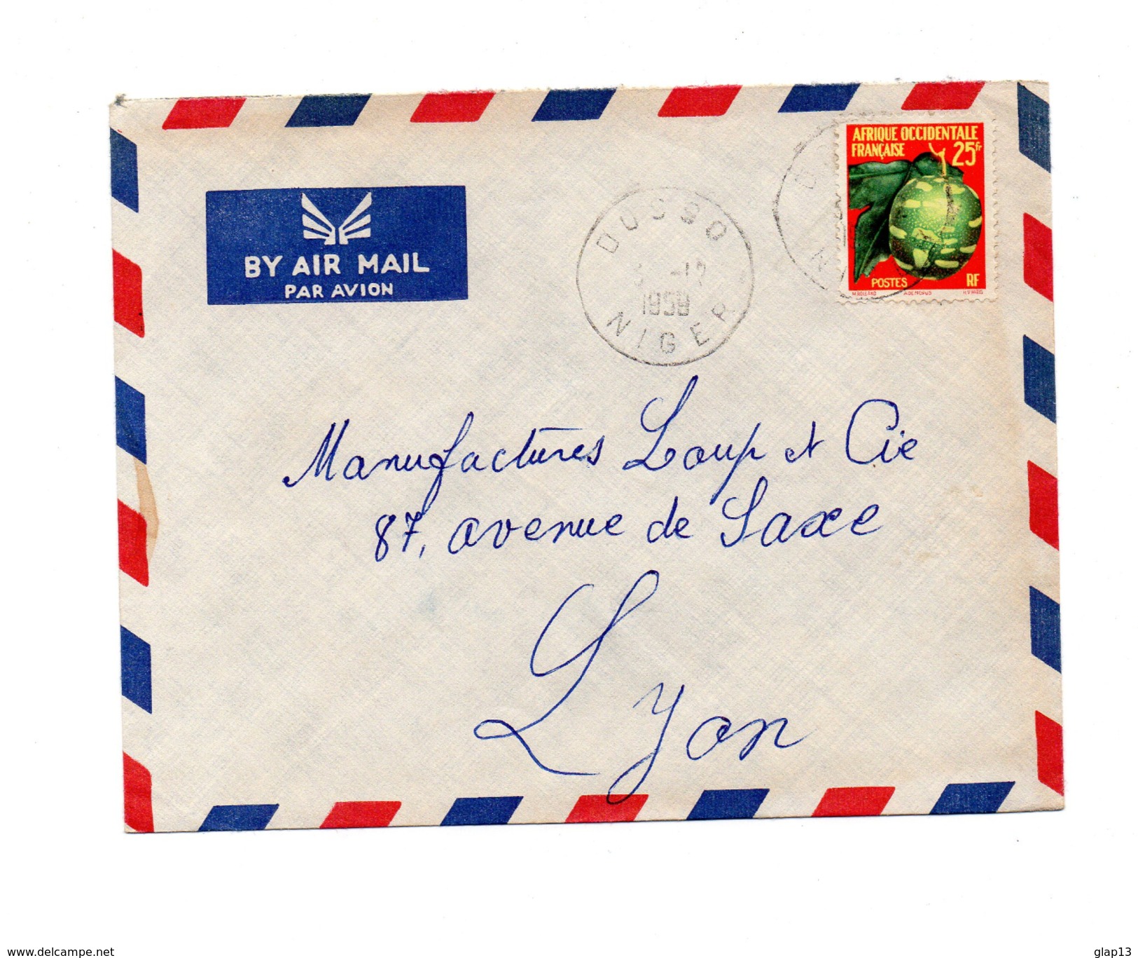 ENVELOPPE DE DOSSO POUR LYON DU 03/12/1959 - Storia Postale