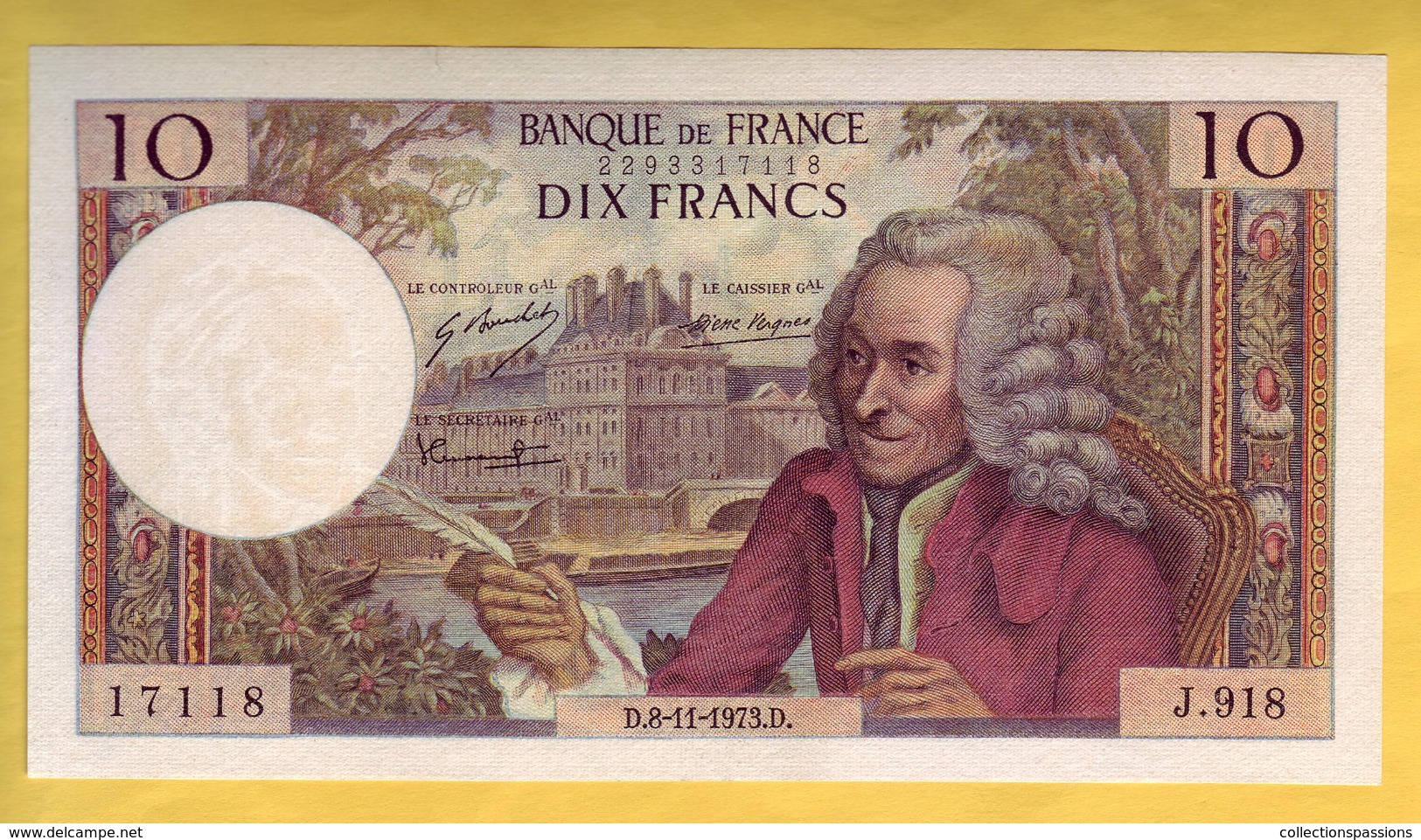 BILLET FRANCAIS - 10 Francs Voltaire 8-11-1973 TTB+ - 10 F 1963-1973 ''Voltaire''