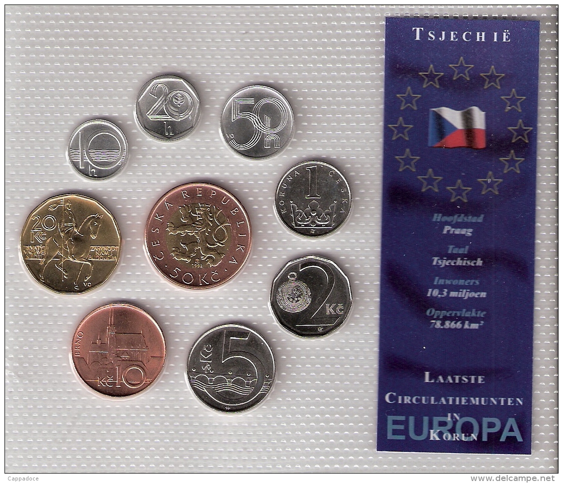 TCHEQUIE      BLISTER      9 PIECES      1993 - 94 - 98 - 2001 - 02      UNC - Autres & Non Classés