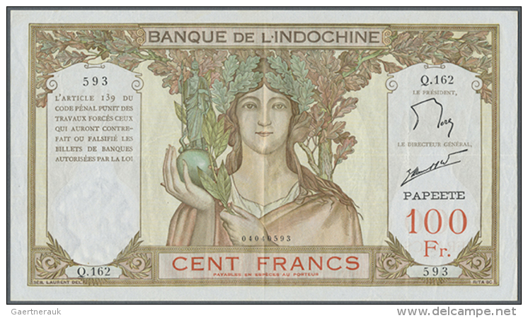 100 Francs ND P. 14d, Very Crisp Paper, Horizontal And Vertical Fold, 2 Pinholes At Upper Left, No Tears, No Other... - Other & Unclassified