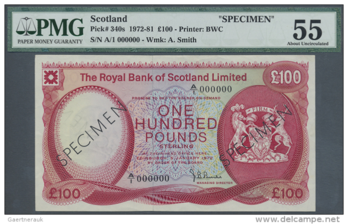 100 Pounds 1972 Specimen P. 340s, PMG Graded 55 AUNC. (D) - Other & Unclassified