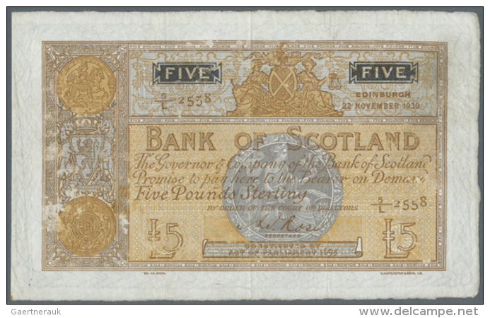 5 Pounds 1930 P. 82d, Folded Horizontally And Vertically, Stain Dots At Right On Back, Light Color Irritation At... - Other & Unclassified