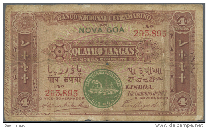 4 Tangas 1917 P. 19, Rare Note In Used Coindition With Folds And Stains, 2 Center Holes But No Repairs Or Larger... - Other - Asia