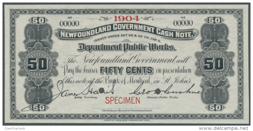 50 Cents ND Specimen P. A5s With Small Red "Specimen" Overprint At Lower Border, Larger Top Border (from Original... - Other & Unclassified