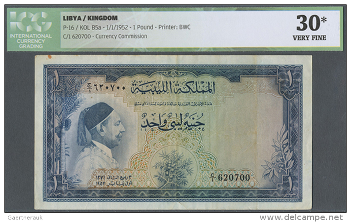 1 Pound Kingdom Of Libya 1952 P. 16, ICG Graded 30* Very Fine. (D) - Libya