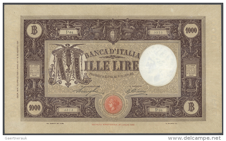 1000 Lire 1929 P. 52 / Bi 616, Pressed But No Large Holes Or Tears, Still Crispness In Paper, Nice Colors, Nice... - Other & Unclassified