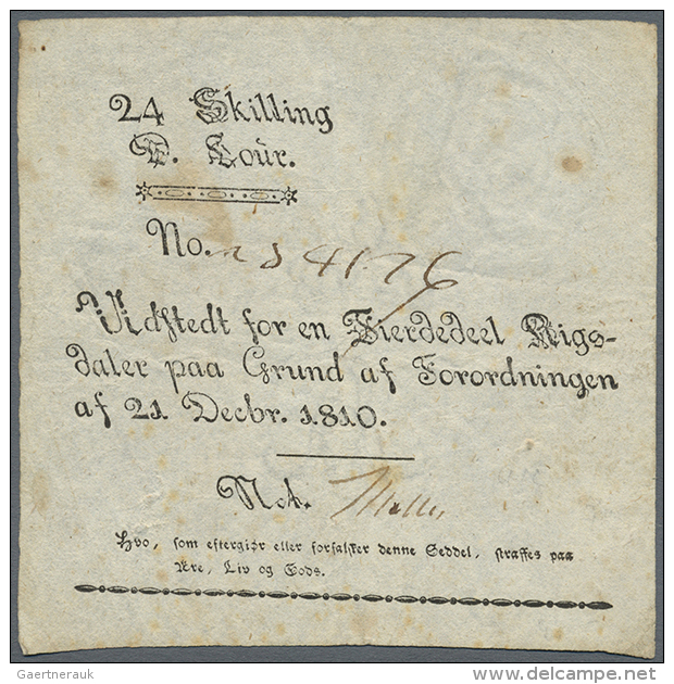 24 Skilling 1810 P. A42, Folds In Paper And Some Light Stain Dots, No Holes Or Tears, Paper Still Strong,... - Denmark