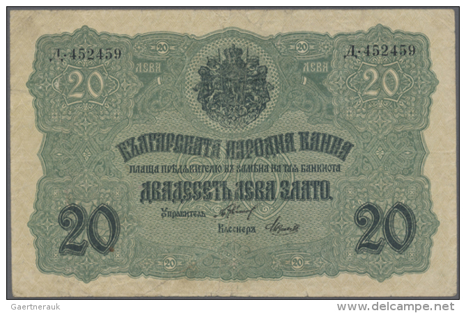 Set Of 2 Notes Containing 20 Leva ND(1916) P. 18a (F) And 50 Leva ND(1916) P. 19a (VG+). Nice Set. (2 Pcs) (D) - Bulgaria