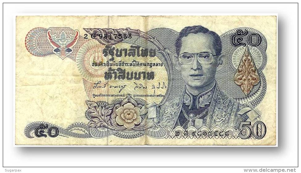 THAILAND - 50 Baht - ND ( 1985-96 ) - Pick 90.b - Sign. 58 - Serie 2 G - King Rama IX - 2 Scans - Thaïlande