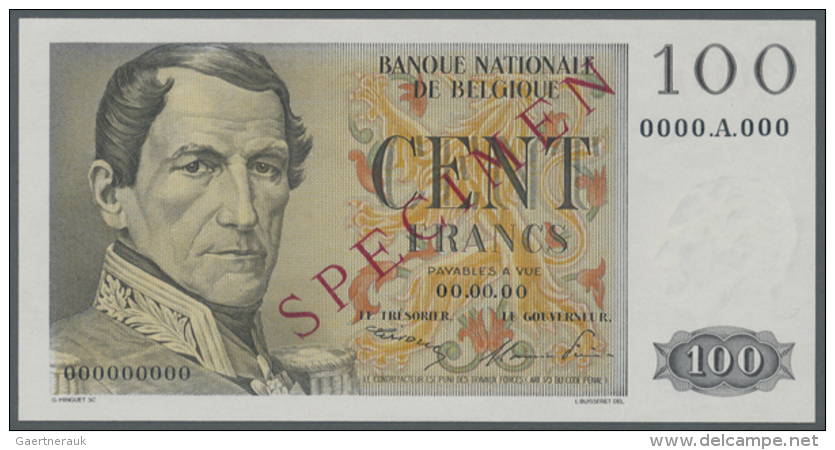 100 Francs ND (1952-59) Specimen P. 129s. This Note Is A Rare Specimen Type Of P. 129 With Zero Serial Number And... - Other & Unclassified