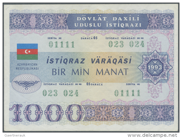 1000 Manat 1993, P.13C, Excellent Condition With Soft Vertical Bend, Tiny Dint At Upper Right Corner. Condition:... - Azerbaïjan