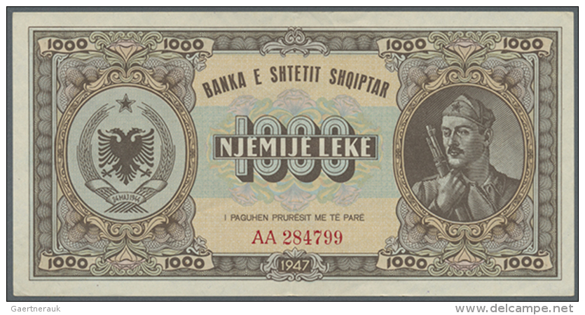 1000 Leke 1947 P. 23, Light Center Fold And Light Handling In Paper, Condition: XF-. (D) - Albania