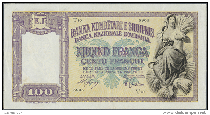 100 Franga ND(1940) P. 8 In Condition: F+ To VF-. (D) - Albania