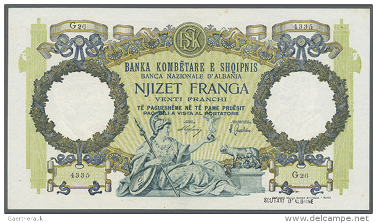 20 Franga ND(1939) P. 7, Never Folded, Light Handling In Paper But No Holes Or Tears, Rarely Seen In Nice Condition... - Albania